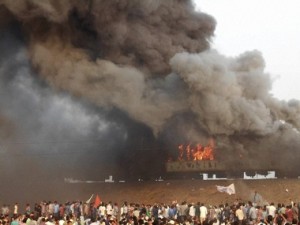 Ratnachal Express set on fire by agitators